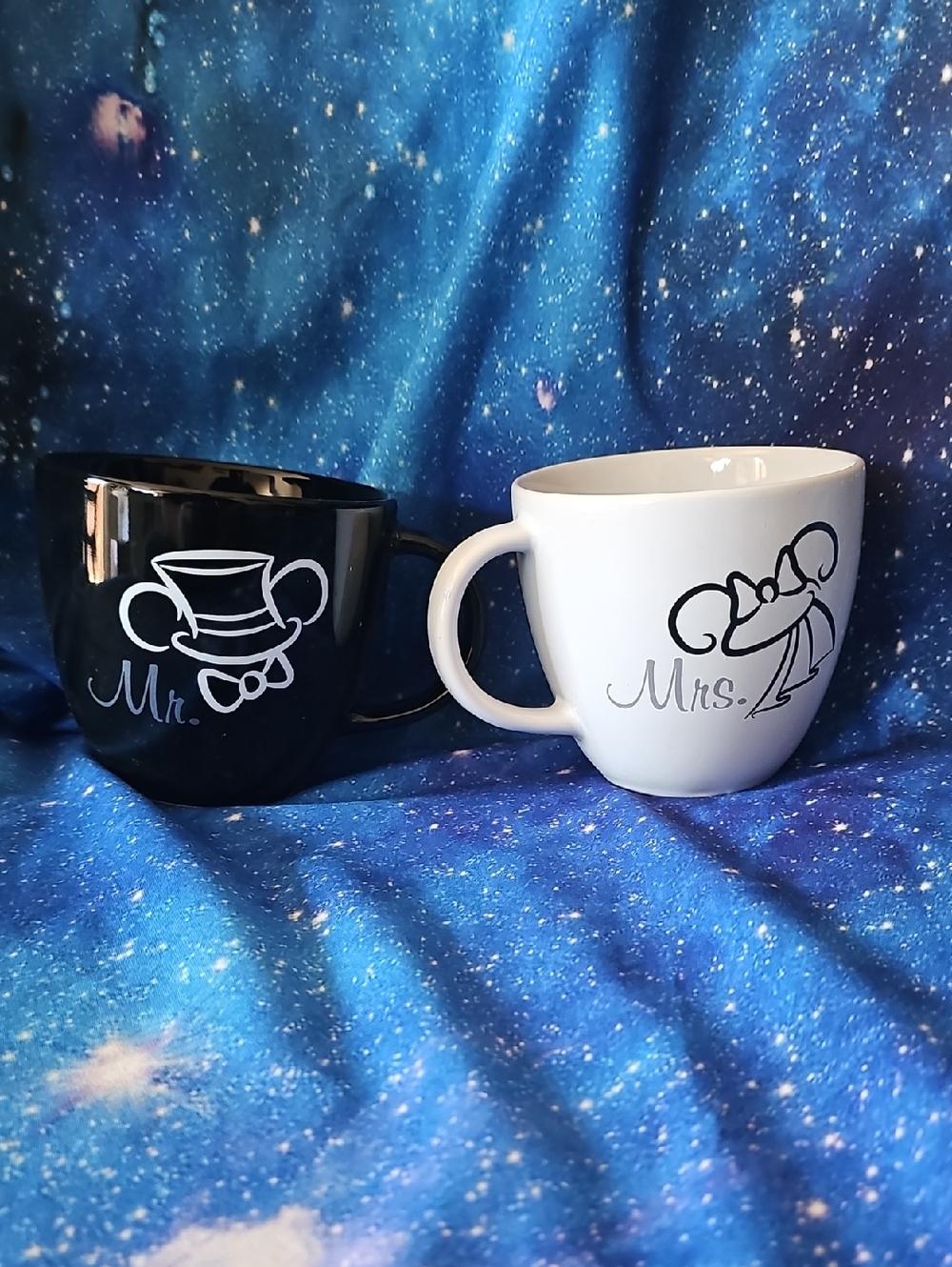 Disney Mr. & Mrs. Black and White Ceramic Coffee Mugs